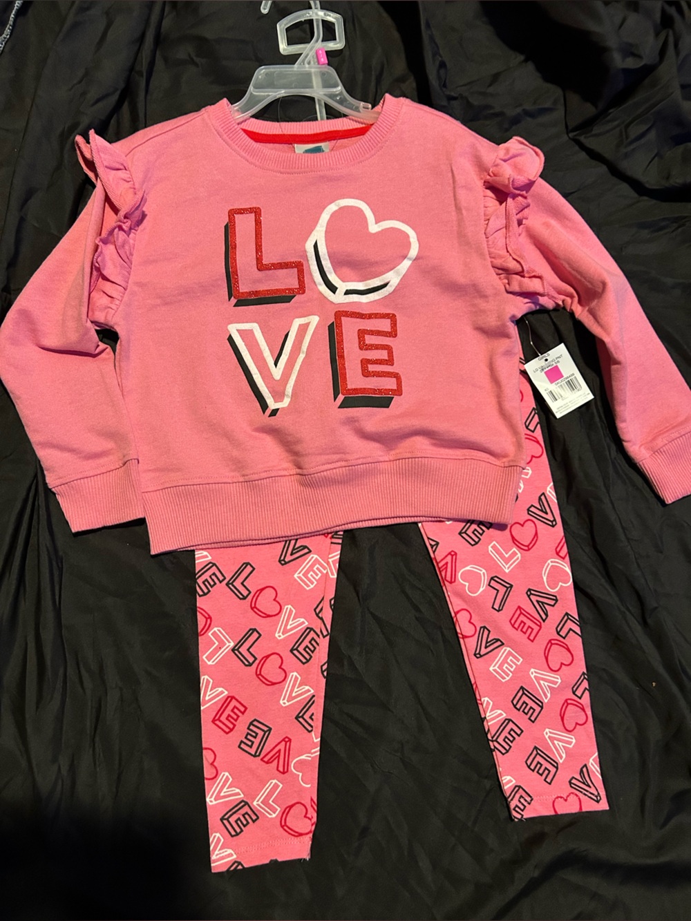 Kids Pink "LOVE" Sweatshirt and Leggings Set